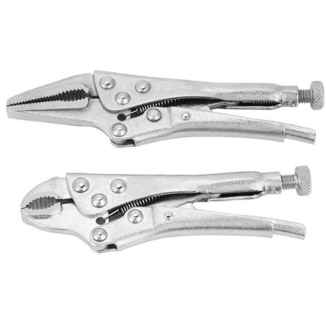 2 Pièces Jeu de Pinces-étau en Acier à Haute Teneur en Carbone Pinces-étau à Mâchoire Droite de Verrouillage Ensemble Outils à Main