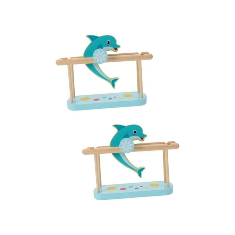 2 Pièces Jouet De Dauphin En Bois Jouet De De Dessin Animé Jouet De Culbutage De Dauphin Jouet De Éducatif Précoce Jouet De Décompression De Loisirs