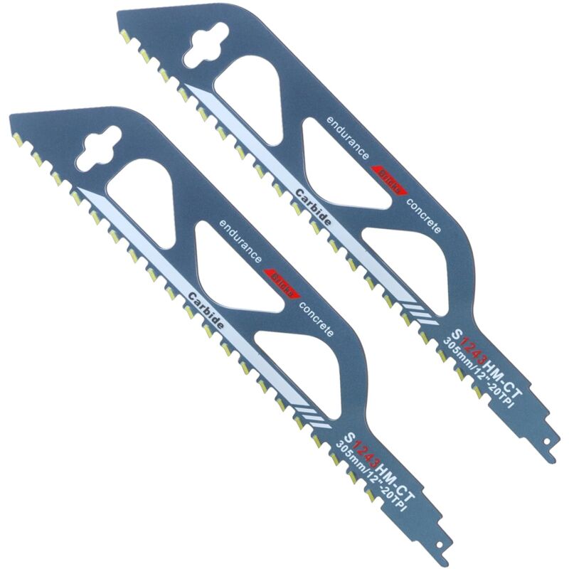 2 Pièces Lames de Scie Sabre, Lame Scie Sabre Brique, Lame Scie Sabre Carbure pour la Coupe de Bois, Métal, Beton et Brique (S1243HM, 305mm)