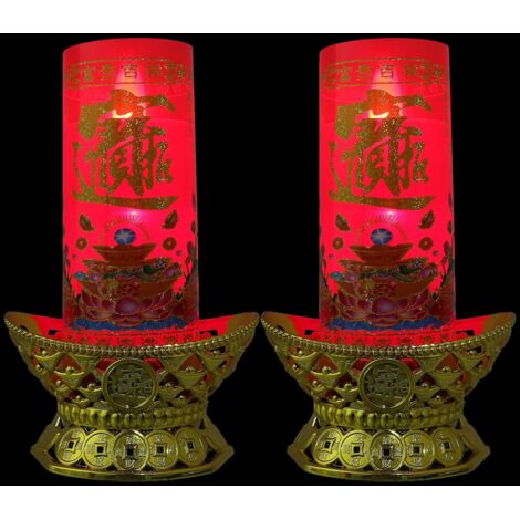 2 pièces Lampe Bougie Bouddhiste LED Sans Flamme Lot de
