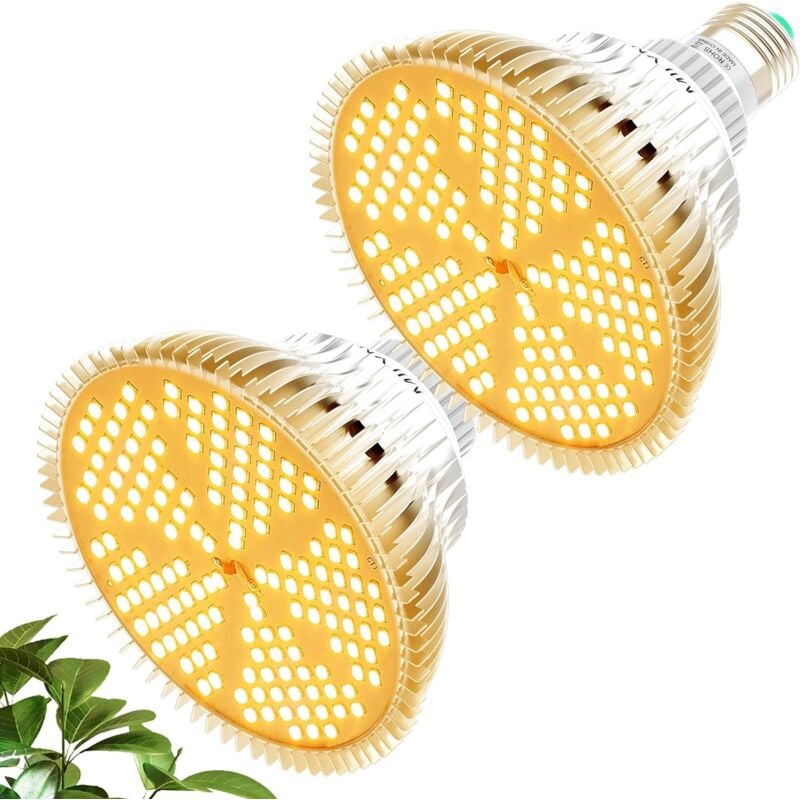2 pièces Lampe de Croissance 100W E27 Sunlike Spectre Complet Lampe pour Plante, 150 LEDs Lampe Led Horticole pour Plantes D'intérieur, Fleurs