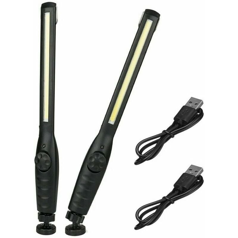 Ersandy - 2 Pièces Lampe de Travail Magnétique led Lampe de Poche Rechargeable Super Lumineuse pour Garage, Camping, Randonnée, Réparation
