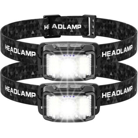 2 Pièces Lampe Frontale LED Ultra Puissante, 2000 Lumens ,Capteur De Mouvement,Pour Pêche,Camping,Cyclisme,Running