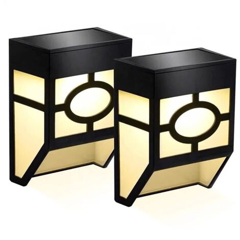 2 pièces Lampes murales solaires imperméables Abs LED lumière Solaire extérieure lumière de éclairages muraux Cour Chemin Lampe de clôture pour Couloir à la Maison