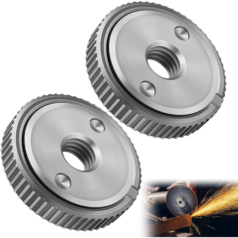 2 Pièces L'éCrou,De Convient à Toutes Les Meuleuses Angulaires Avec Filetagem 14,Meuleuse D'Angle Angulaires Accessoires Disque A Tronconner Le Bois