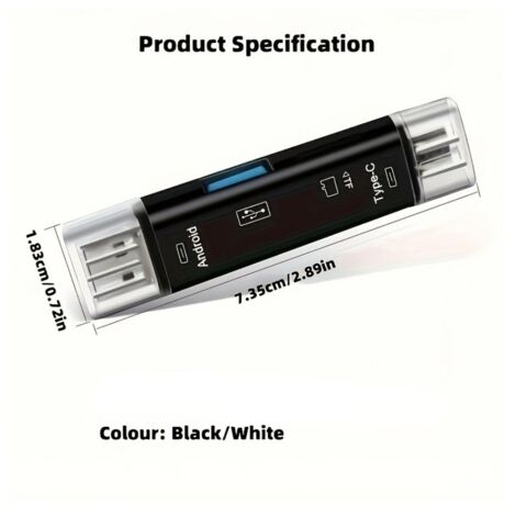 2 pièces Lecteur de cartes 5-en-1 multifonction, type-C, USB 3.0, compatible TF et USB, pour appareils électroniques