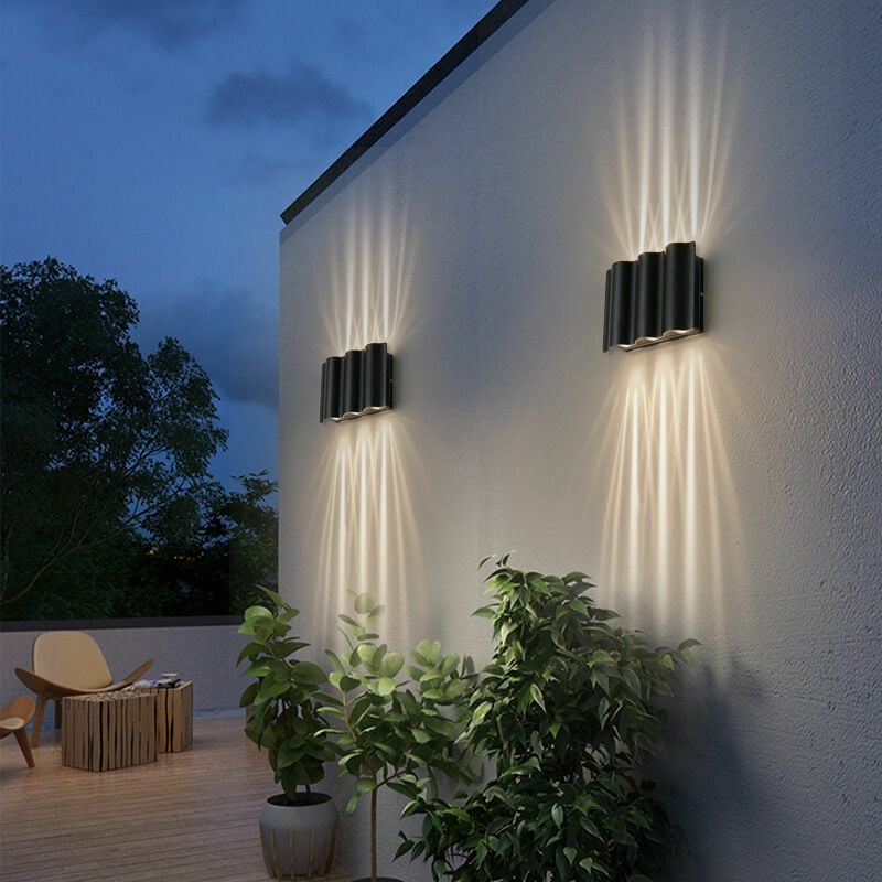 2 Pièces led Applique Murale Extérieures Appliques Murales intérieur Luminaire Exterieur Murale avec IP65 Appliques Murale led Noir