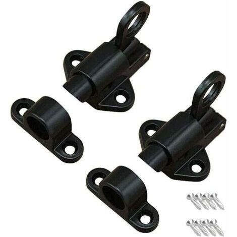2 Pièces Loquet de Porte,Loquet à Ressort,Boulon Porte Loquet,Avec 8 Vis，Adapté aux Portes et Fenêtres, Portes en Bois,Portes de Toilettes, Armoires, Penderies,Noir