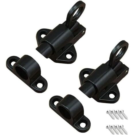 2 Pièces Loquet de Porte,Loquet à Ressort,Boulon Porte Loquet,Avec 8 Vis，Adapté aux Portes et Fenêtres, Portes en Bois,Portes de Toilettes, Armoires, Penderies,Noir