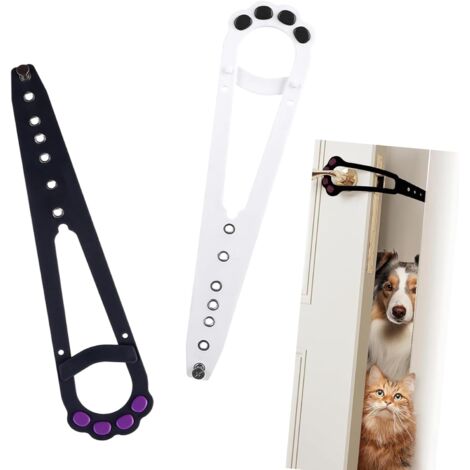 2 Pièces Loquet de Support pour Chat, Serrure Réglable en ABS, Alternative Porte Intérieure, Noir et Blanc