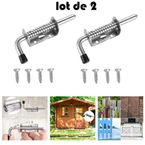 2 Pièces Loquet Ressort Robuste Inox. 10 X 128mm Boulons à Ressort en Acier Inoxydable. Barrel Bolt pour Porte de Garage/de Jardin. Placard