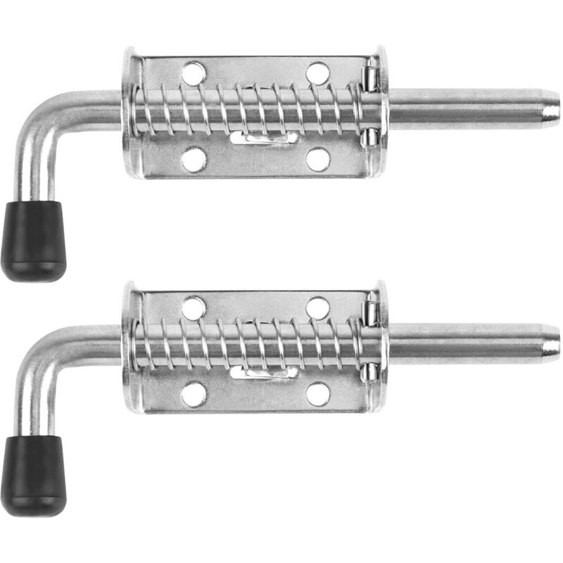 2 Pièces Loquet Ressort Robuste Inox, 10 X 128mm Boulons à Ressort en Acier Inoxydable, Barrel Bolt pour Porte de Garage/de Jardin, Placard