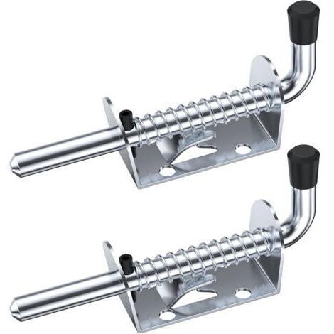 2 Pièces Loquet Ressort Robuste Inox, Boulons à Ressort en Acier Inoxydable, Barrel Bolt pour Porte de Garage/de Jardin,Placard(Argent)
