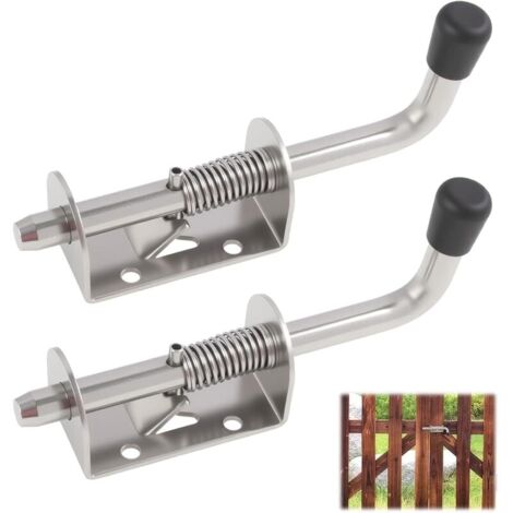 2 Pièces Loquets à Ressort Robustes en Acier Inoxydable, Loquet Ressort Inox, Loquet à Ressort, Boulons à Ressort Anti-Corrosion pour Porte de Garage, Jardin, Placard, 128 mm x 10 mm (Argent) ﻿
