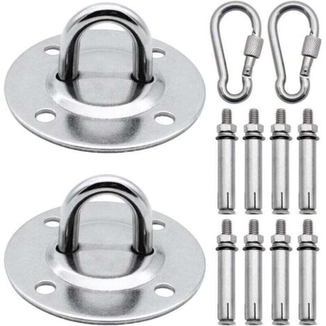 2 Pièces Lourds Crochet De Plafond en Acier Inoxydable Support de Sac de Frappe Hamac à Suspendre Kit avec Vis Convient aux Gymnases Yoga Aérien Hamacs Balançoires Sacs de Boxe Murs en Béton..DEBUNS