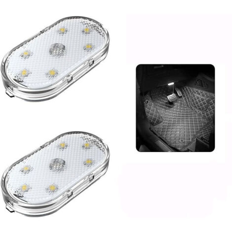 2 Pièces Lumière pour Coffre de Voiture, Tactile Plafonnier de Voiture Magnétique, Portable Éclairage Intérieur de Voiture pour Voiture Camion Placard Camping Caravane (Lumière Blanche)