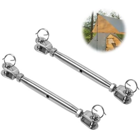 2 Pièces M6 Tendeurs à Vis, 304 Câble Tendeur Inox, Ridoir D'auvent, de Corde, vis Ridage Fourche, pour Voilier, Auvent -