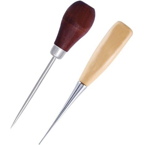 2 Pièces Machine À Coudre En Cuir Ronde À Manche En Bois Outil De Poinçon En Forme De Gourde Poinçon En Cuir Bricolage Outil De Couture À La Main