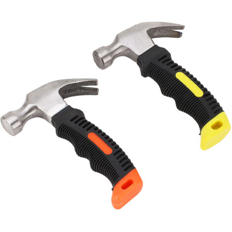 2 Pièces Marteau à Griffe Mini Arrache-Clou Tête Ronde Manche TPR Résistant Outil Portable pour Travaux