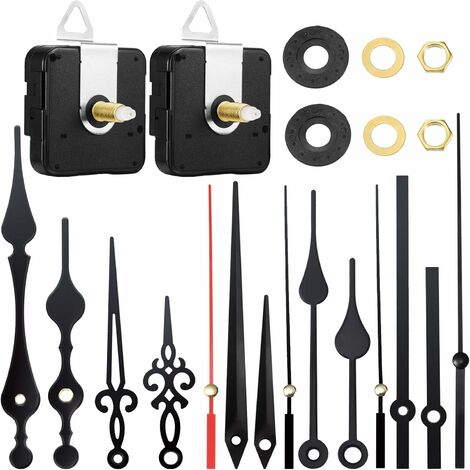 QPUION GDRHVFD 2 Pièces Mécanisme De Mouvement D'Horloge À Arbre Long À Couple Élevé Avec 5 Paires D'Aiguilles Différentes Pièces De Rechange D'Horloge À Faire Soi-Même