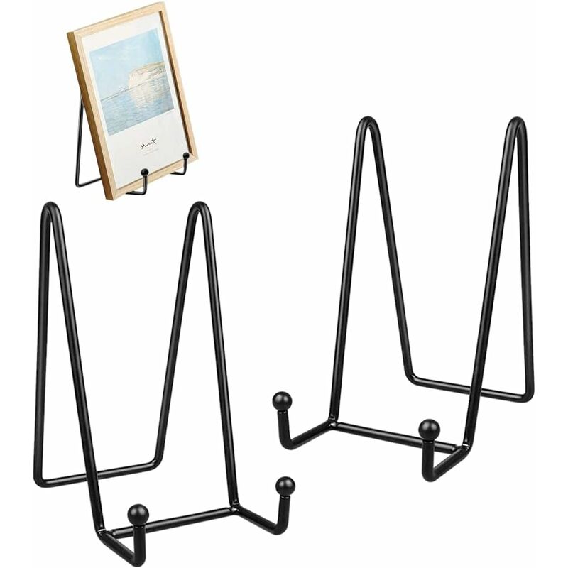 Image of 2 Pieces Metal Frame Stands, Plaque Display Stands, 6 Inch Display Stands for Photo Albums, Books, Photo Easel, Craft Work, Plaque - Black