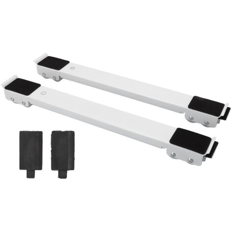 2 pièces meubles appareil à rouleaux en acier 300 kg support de charge extensible Machine Base mobile pour lave-vaisselle blanc.