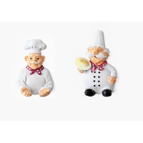 2 Pièces Mignon Chef Résine Crochets, Autocollants Porte-serviettes Crochet Adhésif Imperméable Crochets Muraux Cintres