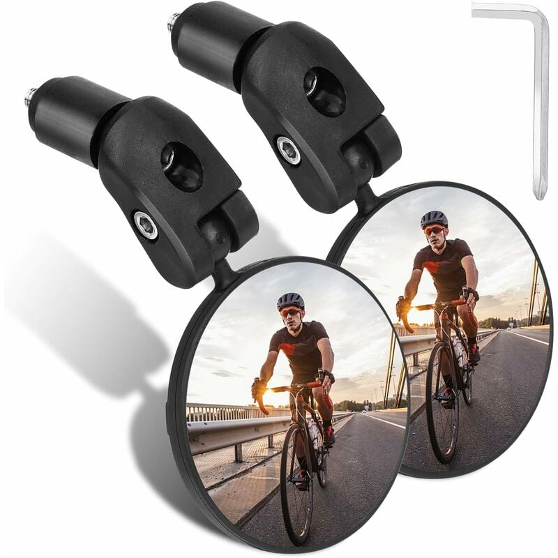 2 Pièces Miroirs De Vélo, Miroir Convexe pour Guidon 360° Réglable Haute Définition Rétroviseur de Vélo pour Le vélo de Route de Montagne Moto