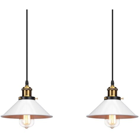 WOTTES 2 Pieces Modern Ceiling Pendant Light White Metal Hanging Lamp for Kitchen Island Bedroom