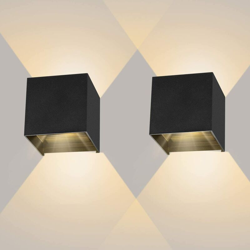Wottes - 2 pieces modern LED adjustable angle wall light, creative adjustable indoor bedroom living room bathroom sconce Warm black - Black