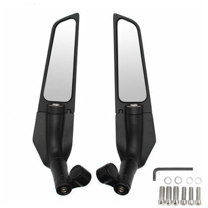 2 pièces moto modifié vent aile pivotante universel rétroviseur becquet 90 ° rotatif réglable rétroviseurs latéraux - Le noir