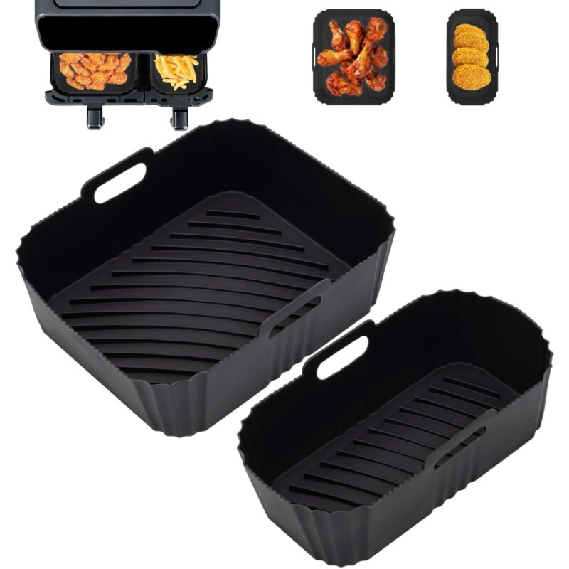 2 Pièces Moule Silicone Air Fryer pour Moulinex Easy Fry Dual EZ9018 5,2/3,1 L, Air Fryer Accessoires pour Philips Dual Basket Airfryer série 3000,
