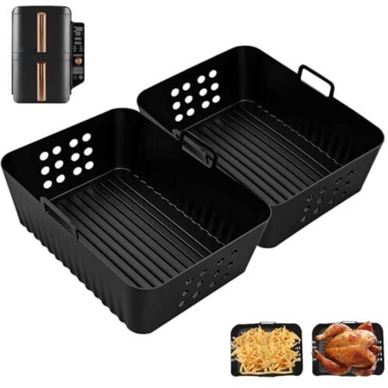 2 pièces Moule Silicone Air Fryer pour Ninja Foodi Dual Zone AF400EU 9.5L, Accessoires Air Fryer pour Ninja Double Stack XL SL400EU, parfaits comme