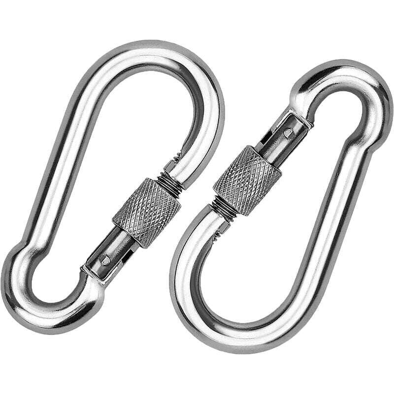 Image of 2 Pièces Mousqueton à Vis en Acier Inoxydable 304 pour Cordes Chaînes Ceintures et Câbles