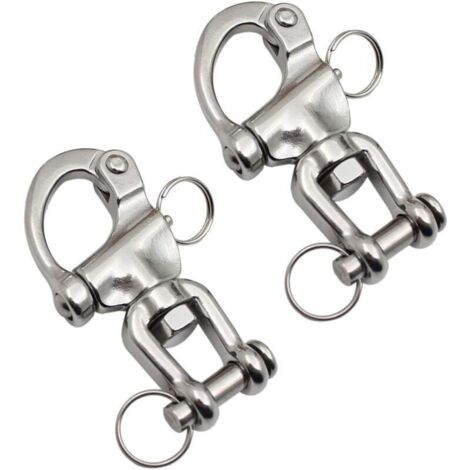 2 Pièces Mousqueton Pivotant en Acier Inoxydable, Crochet de Manille à Dégagement Rapide pour Voile et Plongée