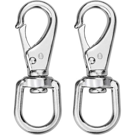 2 Pièces Mousqueton Pivotant en acier inoxydable,Longueur 69mm,360 °Mousqueton-Crochets Pivotant pour Collier de Chien,Argenté