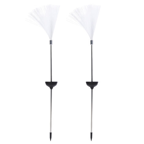 2 pièces multicolores étanches à énergie solaire LED fibre optique Lampe décorative pour jardin et cour