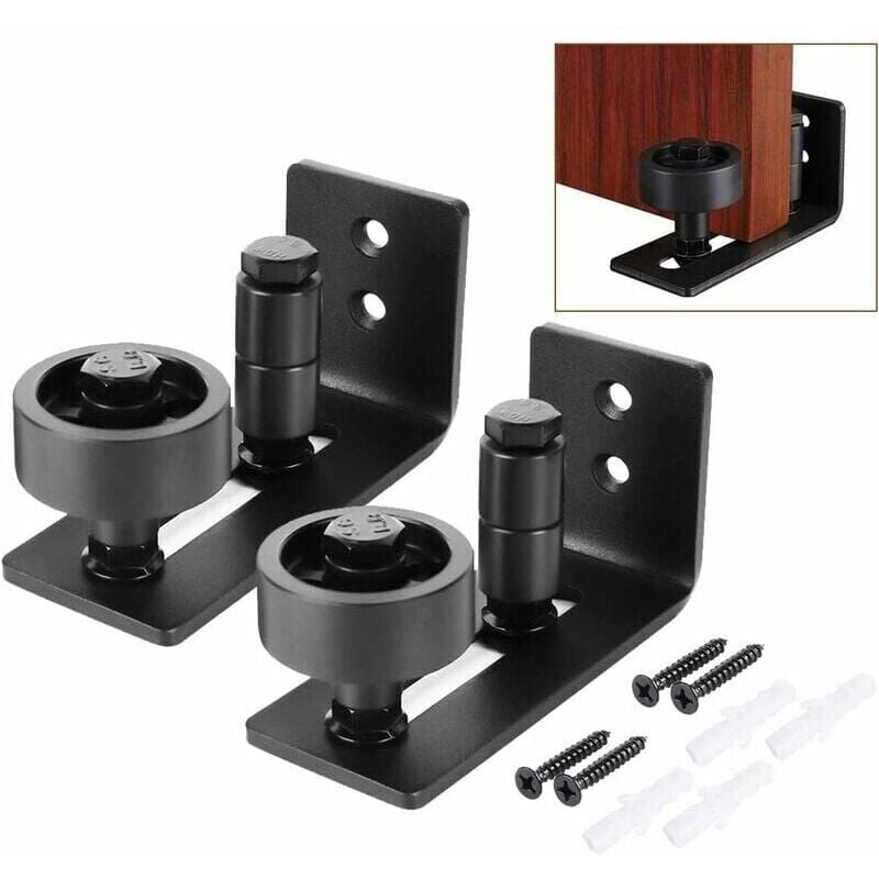 2 Pièces Multifonctionnel - Guide de Plancher Bas de Porte de Grange - Rouleau Réglable - Guide au Sol pour Portes Coulissantes