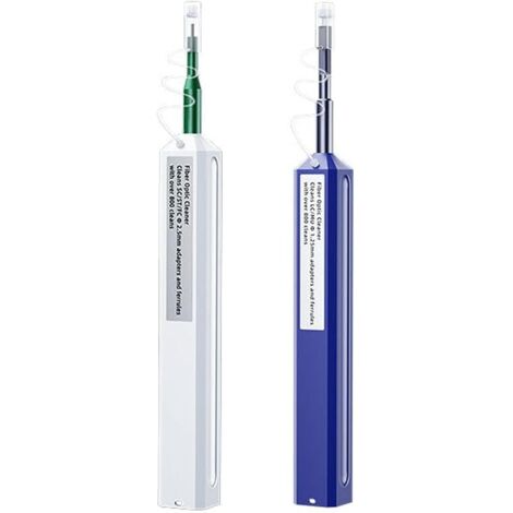2 Pièces Nettoyeurs pour Fibre Optique, Stylos de Nettoyage pour Connecteurs 1,25 mm LC/MU et 2,5 mm SC/ST/FC, Plus de 800 Nettoyages par Stylo, Facile à Utiliser et Efficace