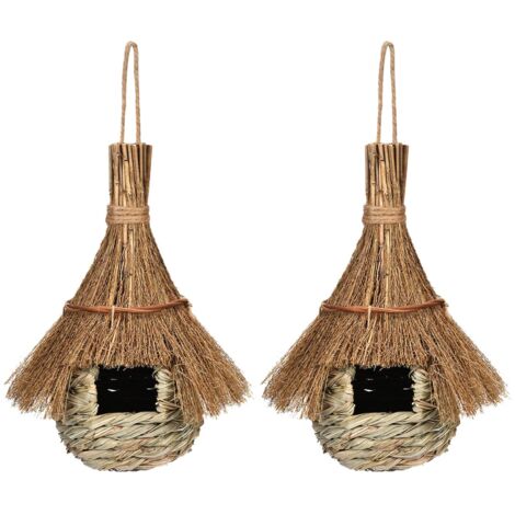 2 Pièces Nichoir Oiseaux Exterieur Suspendus, Nichoirs à Oiseaux Sauvages, Nichoir Oiseaux Tissé, Nid Oiseau Fait à La Main Cabane Oiseaux Maison pour L'oiseau Décoration de Jardin