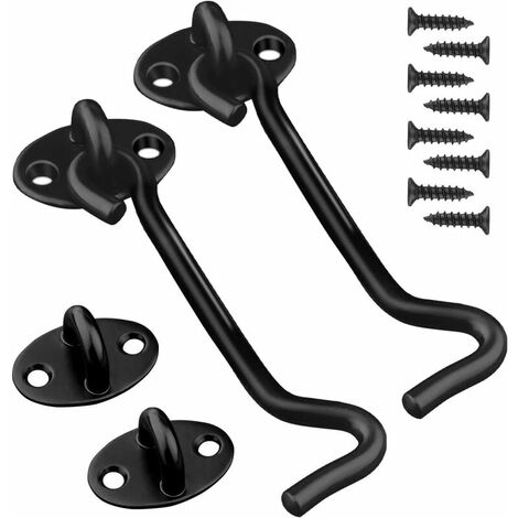 2 pièces noir en acier inoxydable vent crochet 3 pouces en acier inoxydable fenêtre vent crochet cravate crochet épaissi crochet crochet clou,HANBING