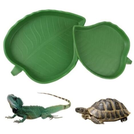 2 Pièces Nourriture pour Abreuvoir Tortue Plat de Reptile-Gamelle d\'eau pour Tortue en Forme de Feuille pour Petits Animaux