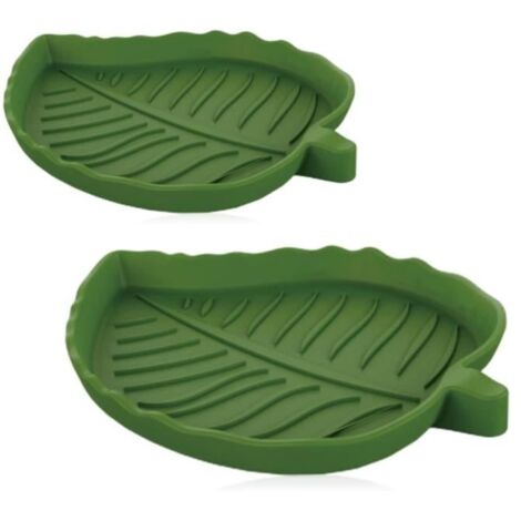 2 Pièces - Nourriture pour Reptiles Abreuvoir Tortue Plat de Reptile，Gamelle d'eau pour Tortue en Forme Feuille pour Petits Animaux