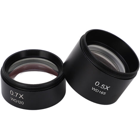 2 Pièces Objectif Auxiliaire 0.7X 0.5X Alliage d'Aluminium Léger pour Microscope