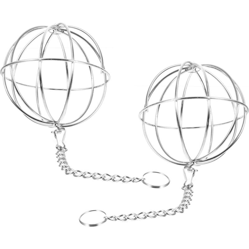 2 Pièces Oiseaux Suif Cage Métal d'alimentation Suif Suspendus Mangeoire à Oiseaux en Acier Inoxydable Suspendus De Poulet Volaille Mangeoires Balle