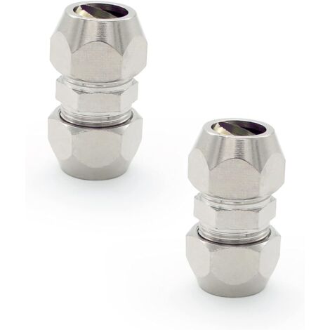 2 Pieces Olive Gas Fitting, Silver Pneumatic Hose Fitting, Nickel Plated Copper Double Tube Straight Quick Connector, Suitable for Plumbing, Air Compressor.(8mm)