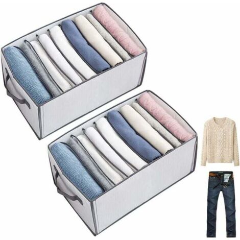 2 pièces Organisateur de placard tiroir vêtements système d'organisation de boîte de rangement pliable Boîte organisateur de placard empilable renforcée pour pantalons, jeans, t-shirt, sous-vêtements