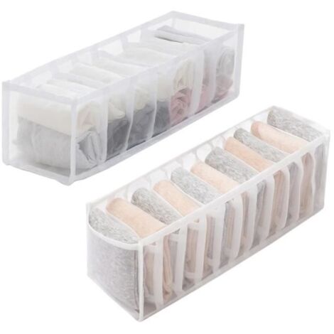 2 Pièces Organisateur de Tiroir Pliable, Rangement Sous Vetement, Rangement Tiroir Vetement Organisateur Vetement(Blanc)