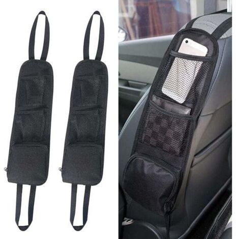 2 Pièces Organisateur Latéral de Siège-Rangement Siege Voiture-Sac de Rangement Multifonctionnel pour Voiture et Camionst-Accessoires Auto(Noir)