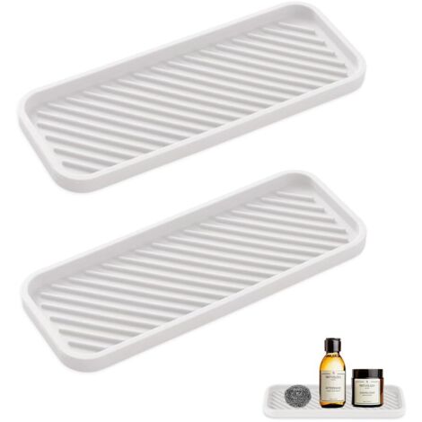 2 Pièces Organiseur évier en Silicone, Porte-Savon Cuisine Antidérapant, Support Éponge, Rangement Savon, Organisateur Cuisine Silicone-Blanc
